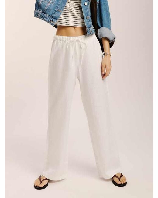 Reformation Blue Olina Linen Short Pant
