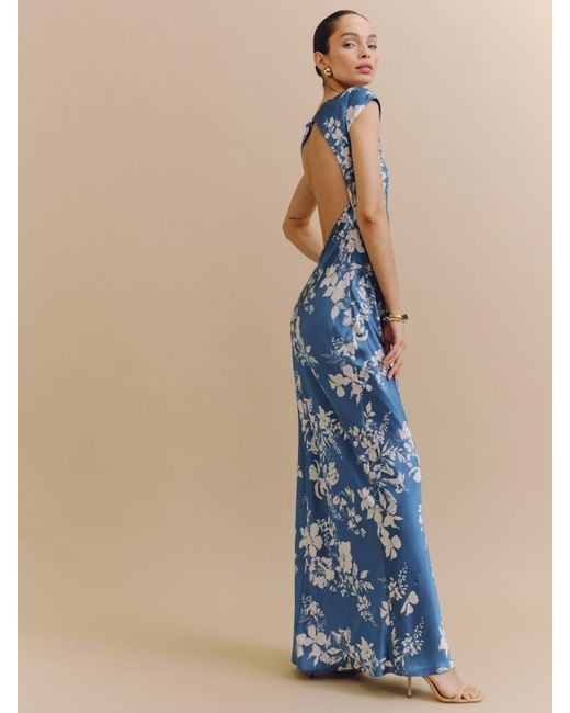 Reformation Blue Niamh Silk Dress