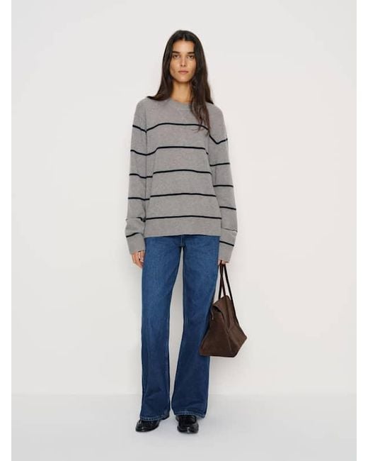 Reformation Blue Mateo Cashmere Crew Sweater