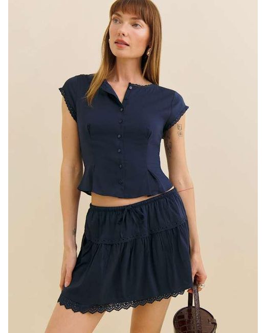 Reformation Blue Valetta Two Piece