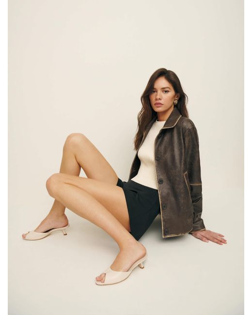 Reformation Natural Winnie Peep Toe Heeled Mule