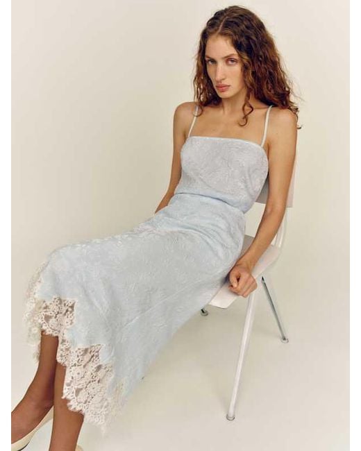 Reformation Natural Carolina Skirt Sky Jacquard Lace