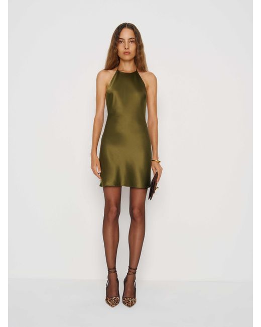 Reformation Women's Green Jennis Silk Dress
