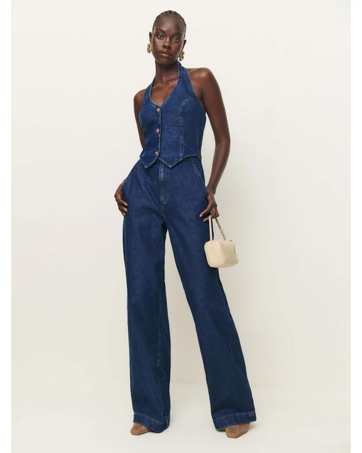Reformation Blue Lorenza Denim Jumpsuit 2