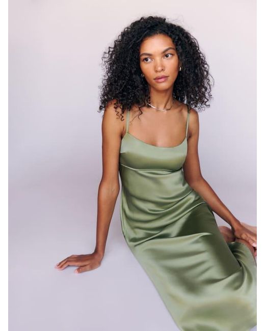 Reformation Green Kailyn Silk Dress