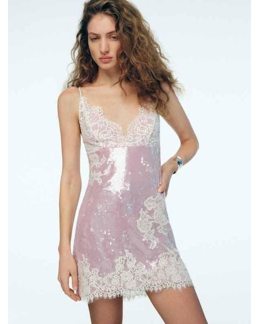 Reformation White Cassy Dress Blush Lace