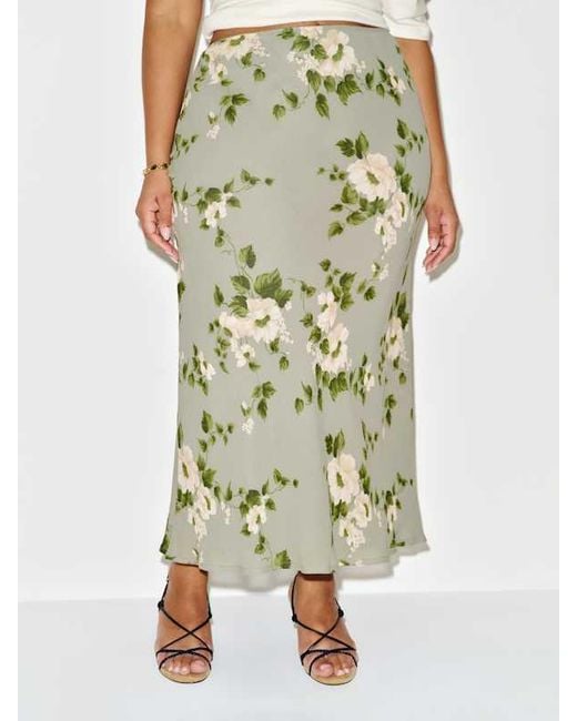 Reformation White Layla Skirt Es Greenery Silk