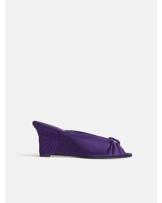 Reformation Purple Enya Satin Wedge Sandal 5