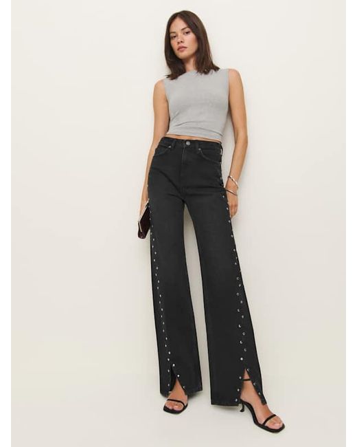 Reformation Blue Cary High Rise Slouchy Straight Leg Jeans