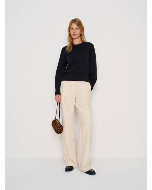 Reformation Natural Orianne Cashmere Blend Cropped Crew Sweater