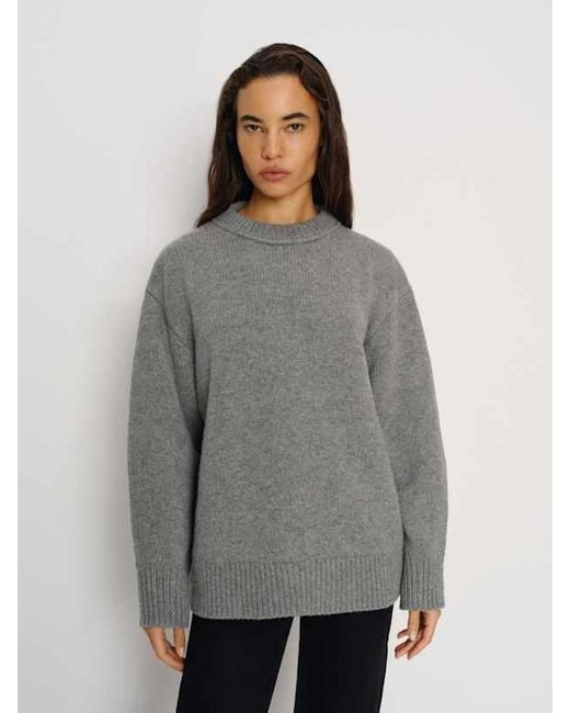 Reformation Gray Jo Regenerative Wool Oversized Crew Sweater Mid