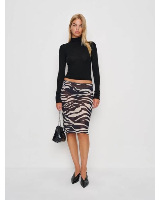 Reformation Black Brodie Sheer Knit Skirt