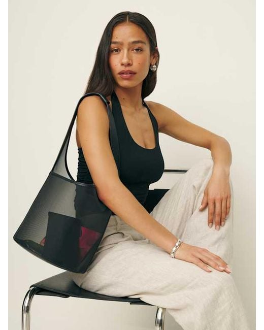 Reformation Natural Medium Mesh Silvana Bucket Bag Mesh
