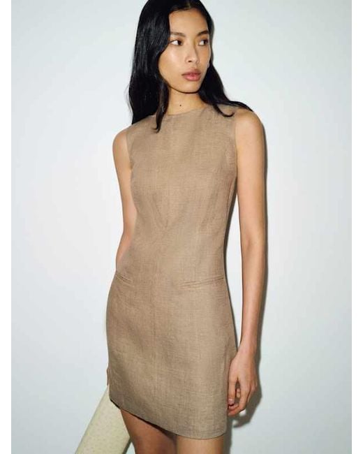 Reformation Natural Citron Linen Dress 0