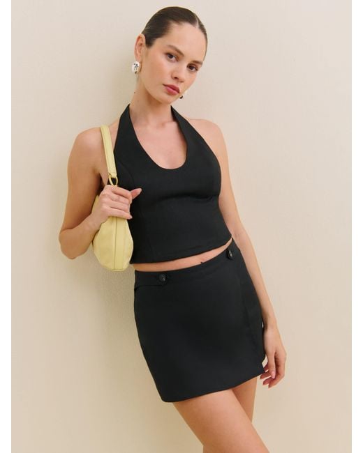 Reformation Black Sasha Linen Top