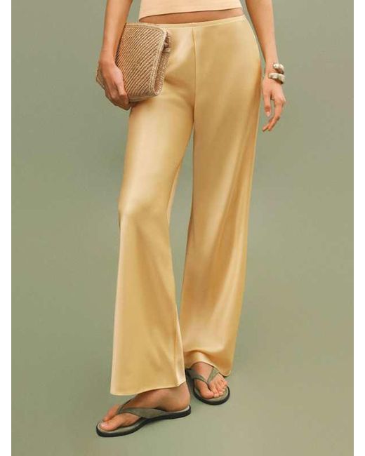 Reformation Green Gale Satin Mid Rise Bias Pant