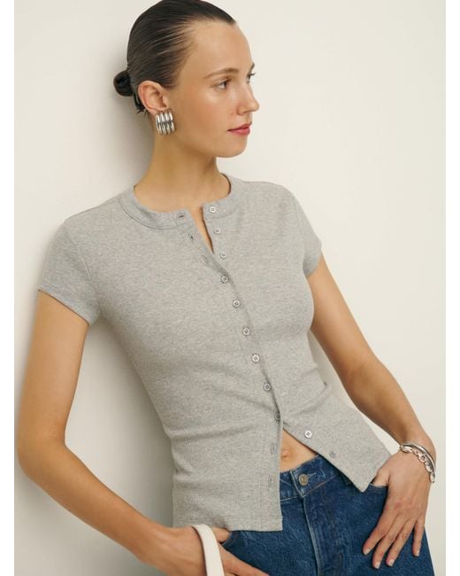 Reformation Gray Raelynn Knit Top Heather