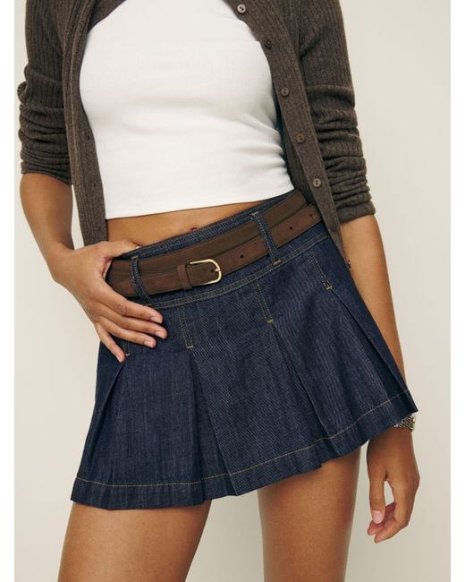 Reformation Blue Petal Denim Mini Skort