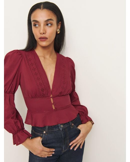 Reformation Red Meadowlark Top