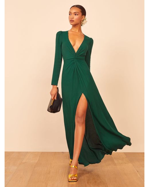 Reformation Green Gatsby Dress