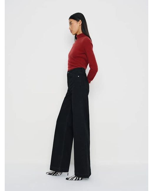 Reformation Red Bex Super Stretch High Rise Wide Leg Jeans Cotton