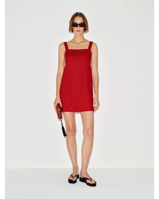 Reformation Red Luella Linen Dress