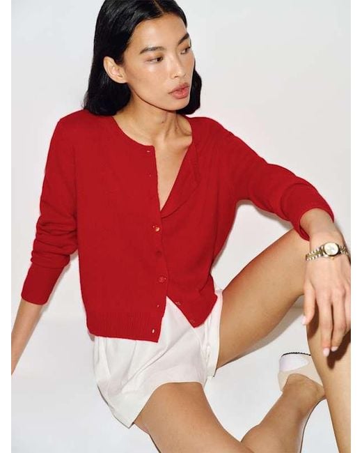Reformation Red Clara Cashmere Crew Cardigan