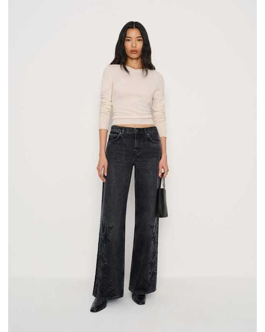 Reformation White Cary Low Rise Slouchy Wide Leg Jeans Denim