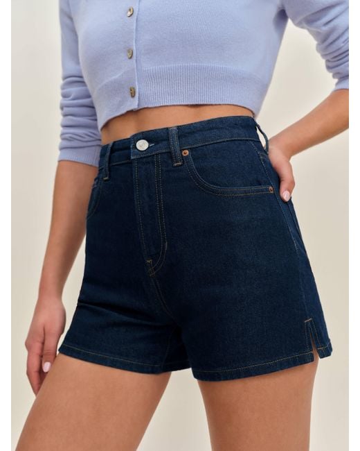 Reformation Blue Norah Stretch High Rise 3.5? Jean Shorts