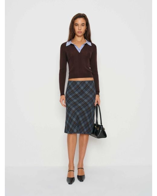 Reformation Blue Layla Knee Length Skirt 0