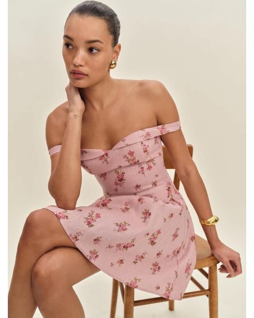 Reformation Pink Sora Linen Dress