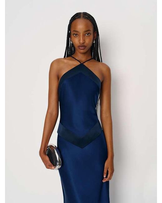 Reformation Women's Blue Jillian Silk Dress 0