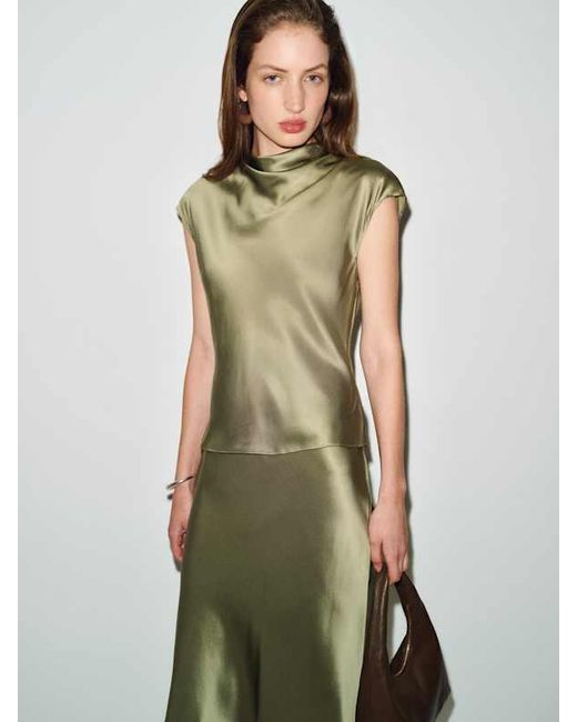 Reformation Green Winslet Silk Two Piece