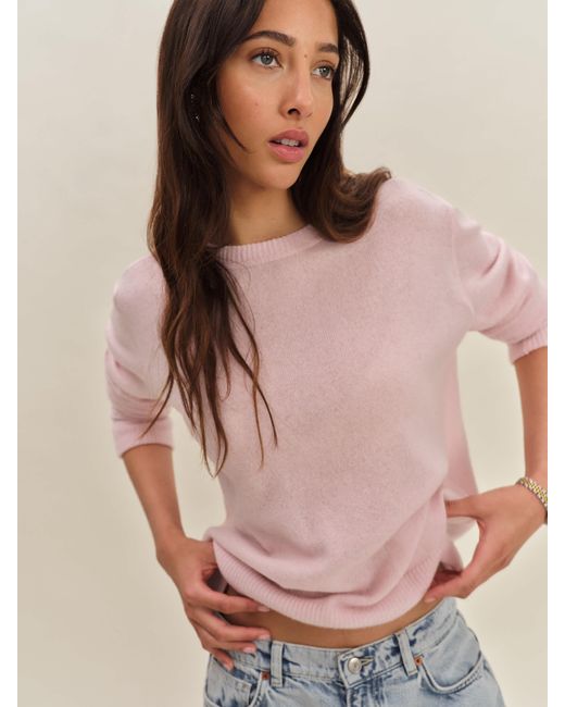 Reformation Pink Cashmere Boyfriend Sweater