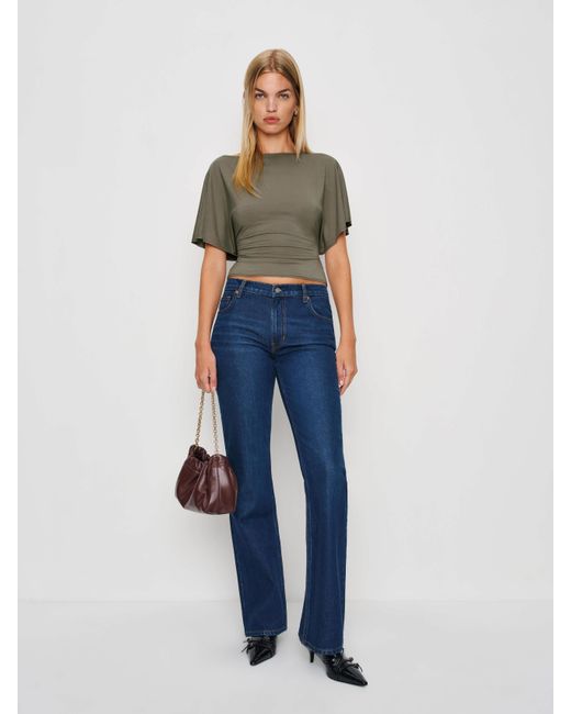 Reformation Blue Avery Knit Top