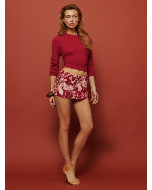 Reformation Red Mia Low Waist Linen Skort 10