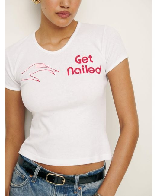 Reformation White Vintage Get Nailed Tee