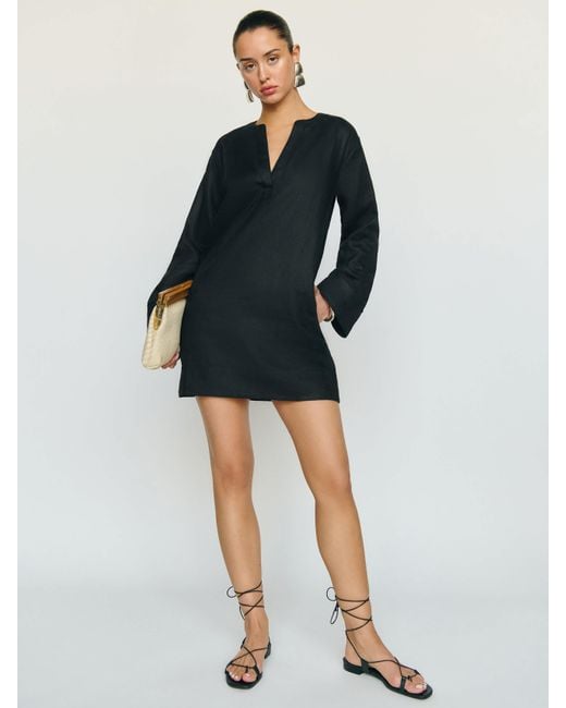 Reformation Black Linen Dress Tagliatelle Linen Dress