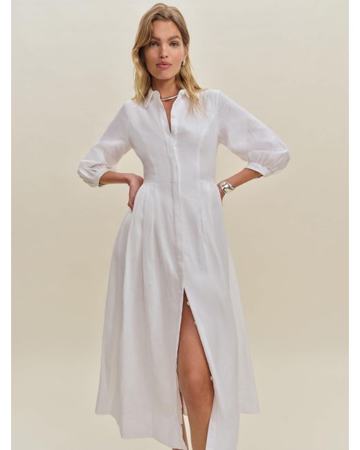 Reformation Tara Linen Dress 2 in Natural | Lyst