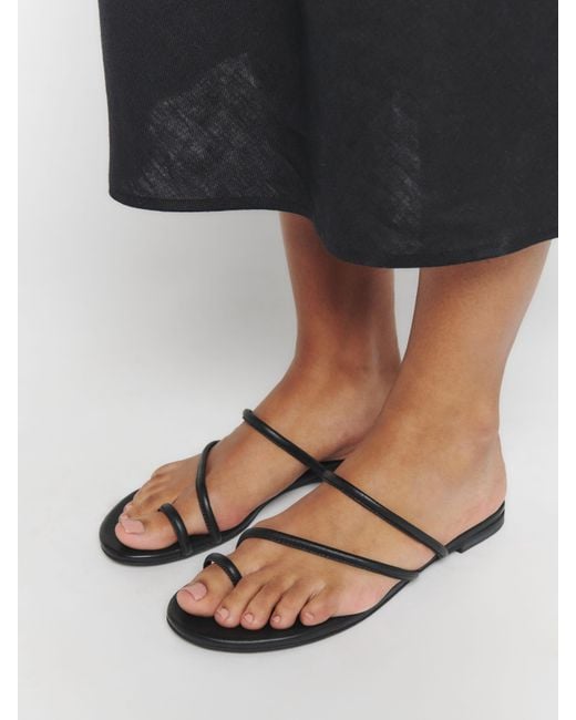 Reformation Black Ludo Toe Ring Strappy Flat Sandal
