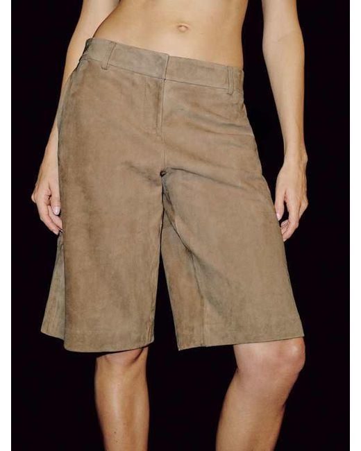 Reformation Black Veda Gisele Leather Low Rise Bermuda Short