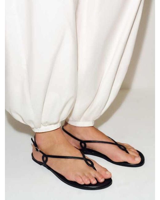 Reformation Black Luna Flat Sandal Leather 5