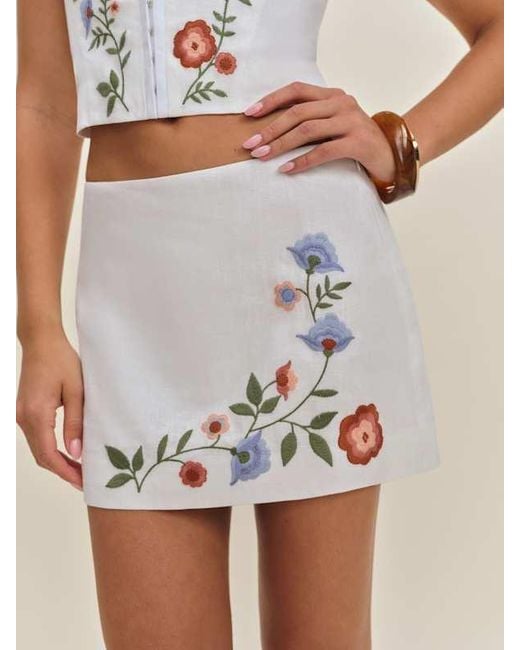 Reformation White Ren Linen Skirt