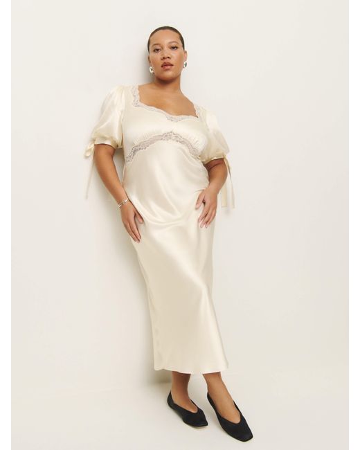 Reformation Natural Stella Silk Dress Es 14