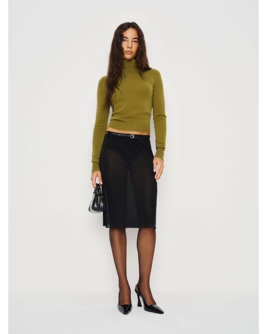Reformation Black Brodie Sheer Knit Skirt