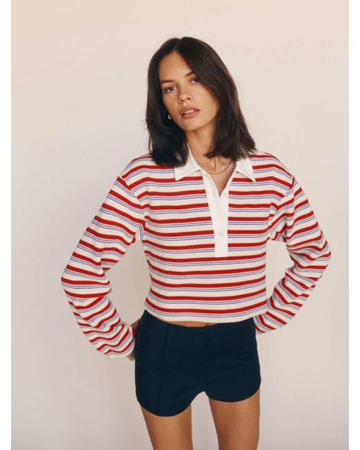 Reformation Red Anna Rugby Shirt