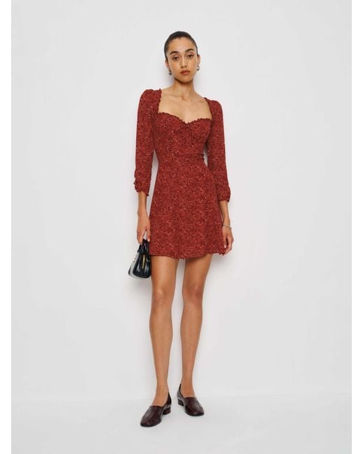 Reformation Red Sustainable Remi Short Dress