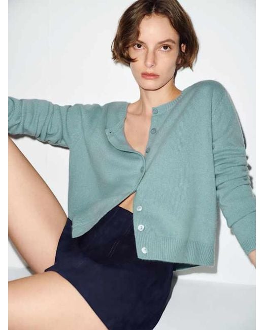 Reformation Gray Clara Cashmere Crew Cardigan