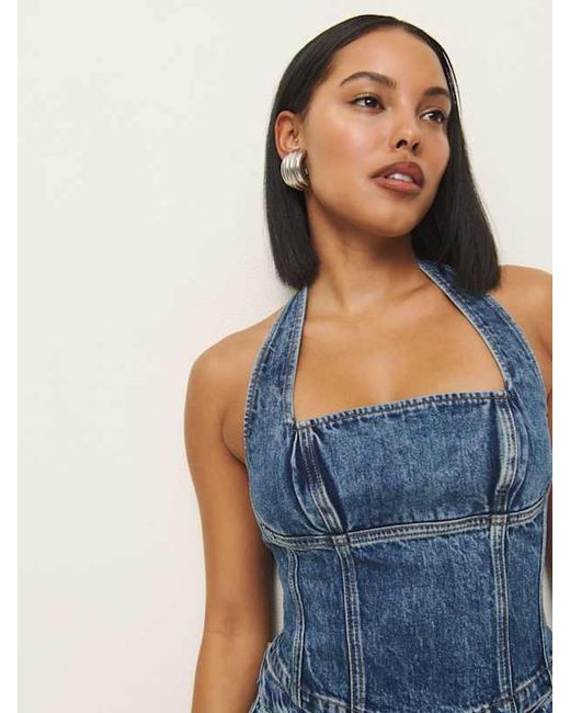 Reformation Blue Lucinda Denim Top 0