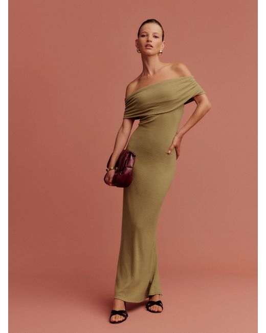 Reformation Josefina Knit Dress in Brown